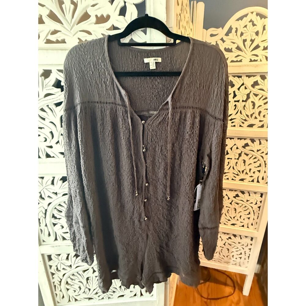 Amuse Society Brown Oversized one-piece jumper shorts Long sleeves XS